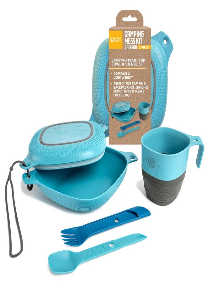 UCO 6-Piece Camping, Backpacking, Outdoor Kitchen Gear Mess Kit with Bowl, Plate, Camp Cup, and Switch Spork Utensil Set - Image 1